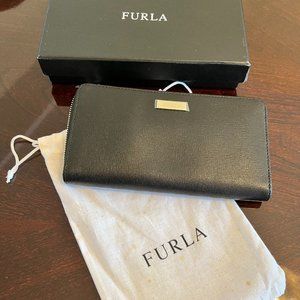 NEW Furla Babylon Zip Around XL Nero